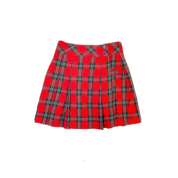Plaid Mini Skirt Red Schoolgirl Pleated Skimpy Stage Skirt